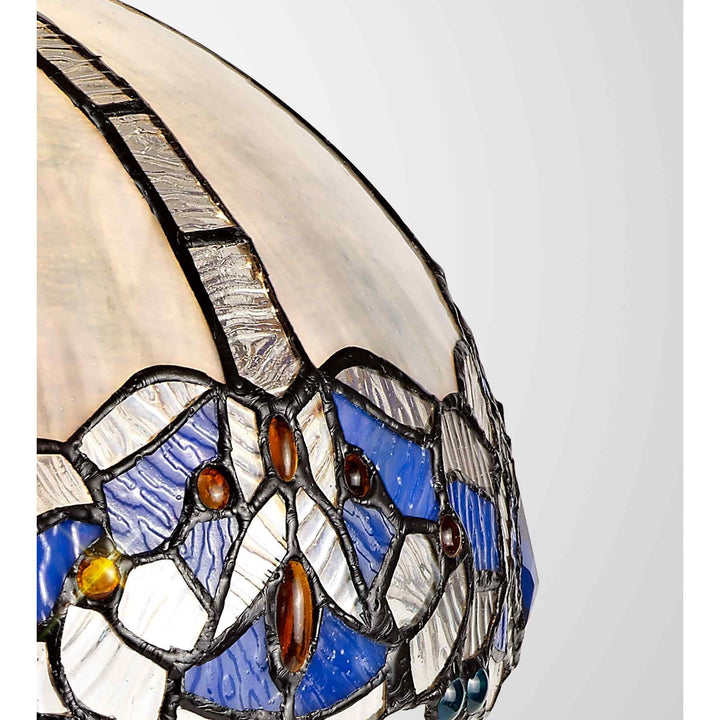 Nelson Lighting NL72749 Ossie Tiffany 30cm Non-electric Shade Suitable For Pendant/Ceiling/Table Lamp Blue/Clear Crystal