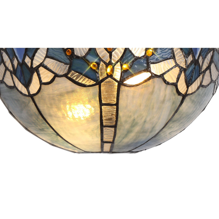 Nelson Lighting NL72769 Ossie Tiffany 30cm Wall Lamp 2 Light Blue/Clear Crystal