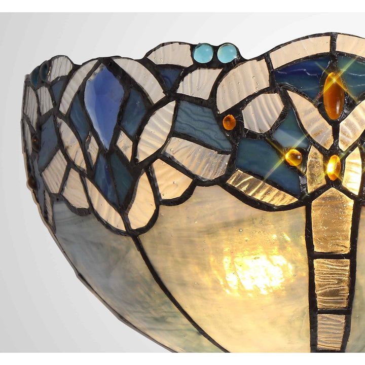 Nelson Lighting NL72769 Ossie Tiffany 30cm Wall Lamp 2 Light Blue/Clear Crystal