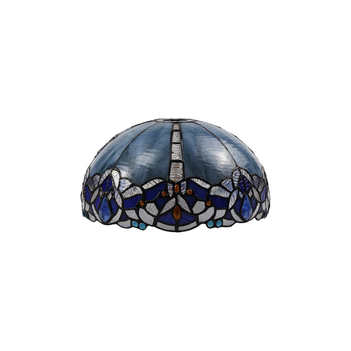 Nelson Lighting NLK01449 Ossie 1 Light Curved Table Lamp With 30cm Tiffany Shade Blue/Aged Antique Brass