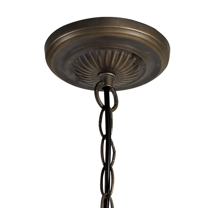 Nelson Lighting NLK01529 Ossie 3 Light Up Lighter Pendant With 30cm Tiffany Shade Blue/Aged Antique Brass