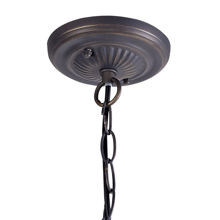 Nelson Lighting NLK01569 Ossie 1 Light Down Light Pendant With 40cm Tiffany Shade Blue/Aged Antique Brass