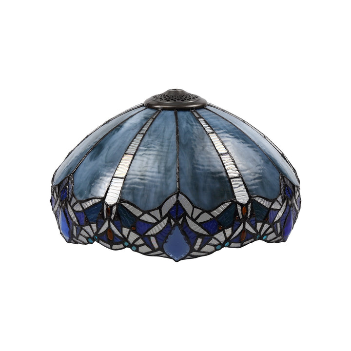 Nelson Lighting NLK01599 Ossie 3 Light Semi Ceiling With 40cm Tiffany Shade Blue/Aged Antique Brass