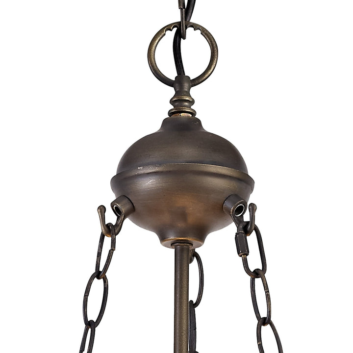 Nelson Lighting NLK01609 Ossie 2 Light Up Lighter Pendant With 40cm Tiffany Shade Blue/Aged Antique Brass