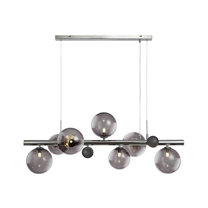 Nelson Lighting NL73039 Ravenna Pendant 7 Light Polished Chrome/Smoked Glass