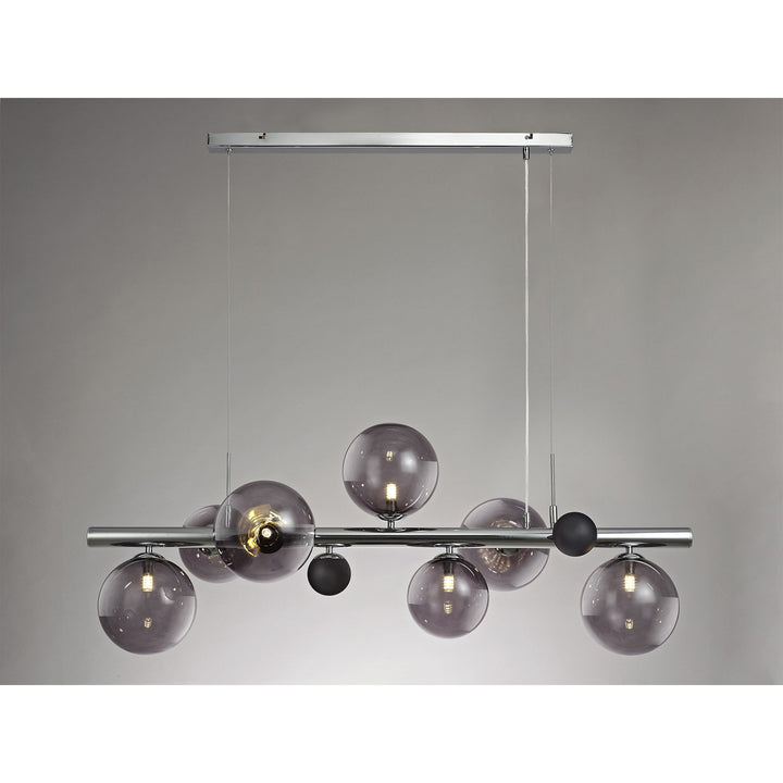 Nelson Lighting NL73039 Ravenna Pendant 7 Light Polished Chrome/Smoked Glass
