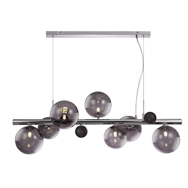 Nelson Lighting NL73039 Ravenna Pendant 7 Light Polished Chrome/Smoked Glass