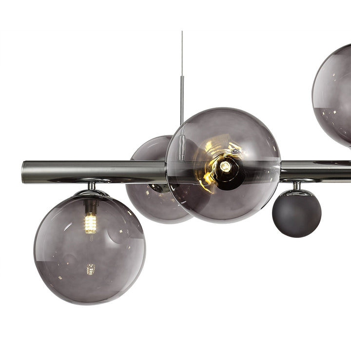 Nelson Lighting NL73039 Ravenna Pendant 7 Light Polished Chrome/Smoked Glass