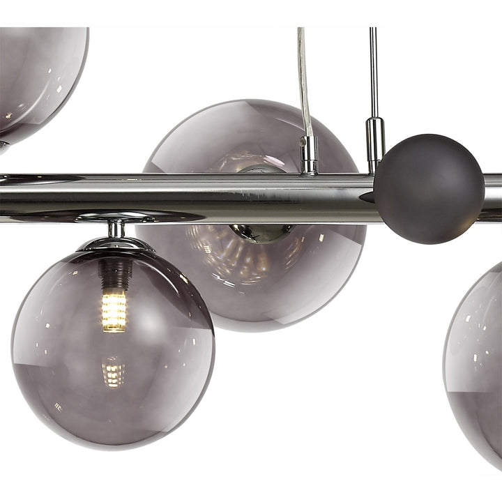 Nelson Lighting NL73039 Ravenna Pendant 7 Light Polished Chrome/Smoked Glass