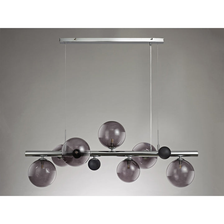 Nelson Lighting NL73039 Ravenna Pendant 7 Light Polished Chrome/Smoked Glass