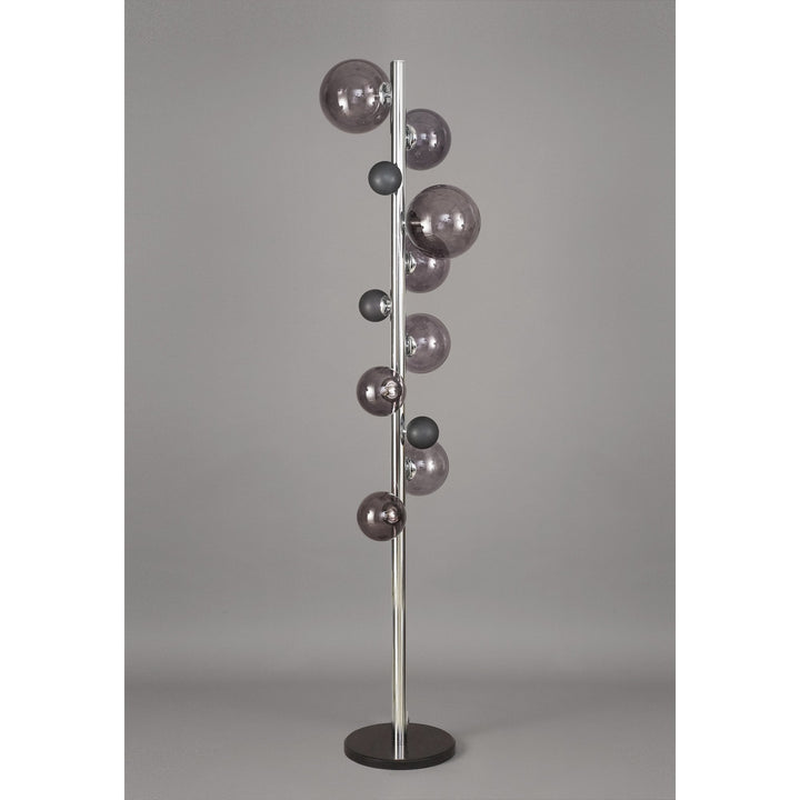 Nelson Lighting NL73049 Ravenna Floor Lamp 8 Light Polished Chrome/Smoked Glass