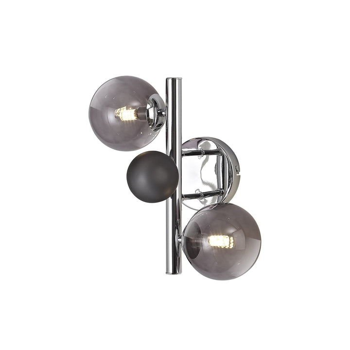 Nelson Lighting NL73069 Ravenna Wall Lamp 2 Light Polished Chrome/Smoked Glass