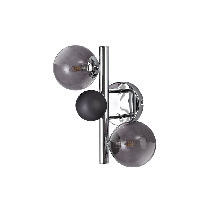 Nelson Lighting NL73069 Ravenna Wall Lamp 2 Light Polished Chrome/Smoked Glass