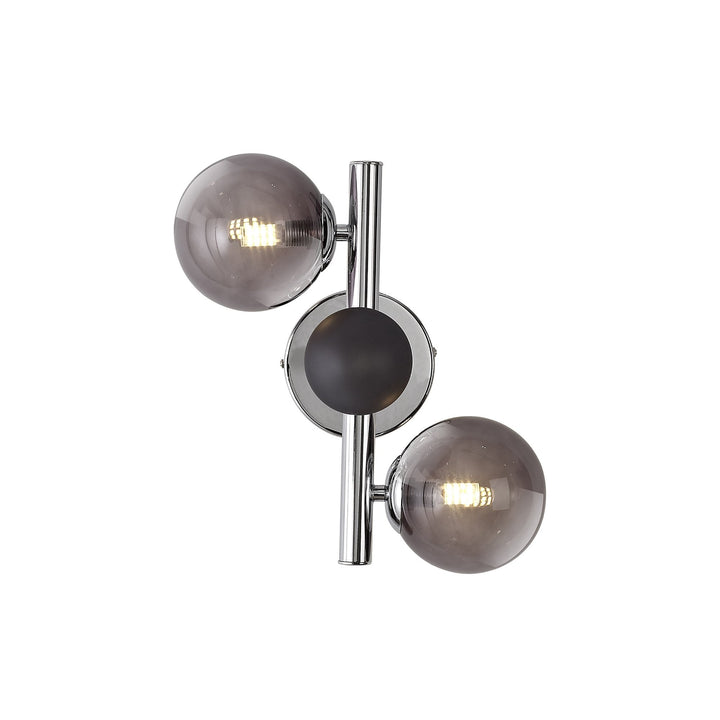 Nelson Lighting NL73069 Ravenna Wall Lamp 2 Light Polished Chrome/Smoked Glass