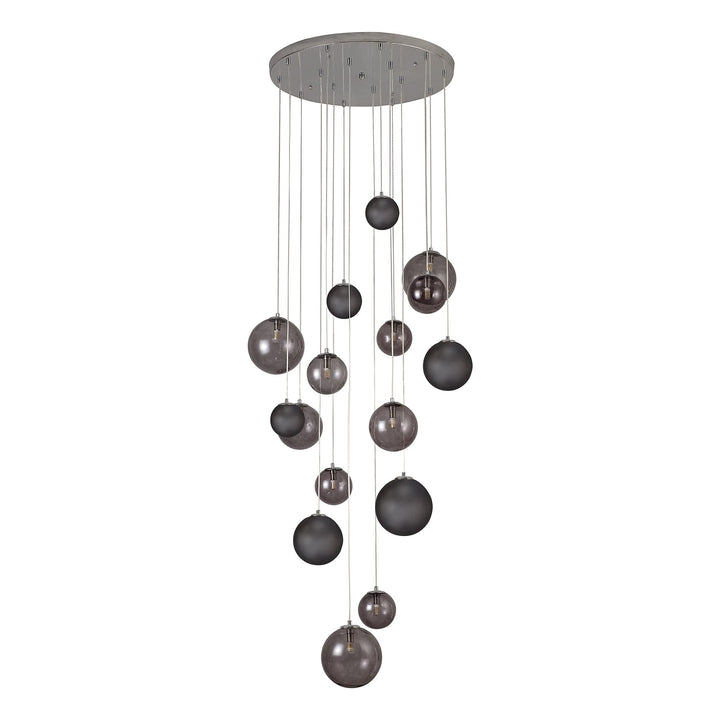Nelson Lighting NL76599 Ravenna Pendant 16 Light Polished Chrome/Smoked Glass