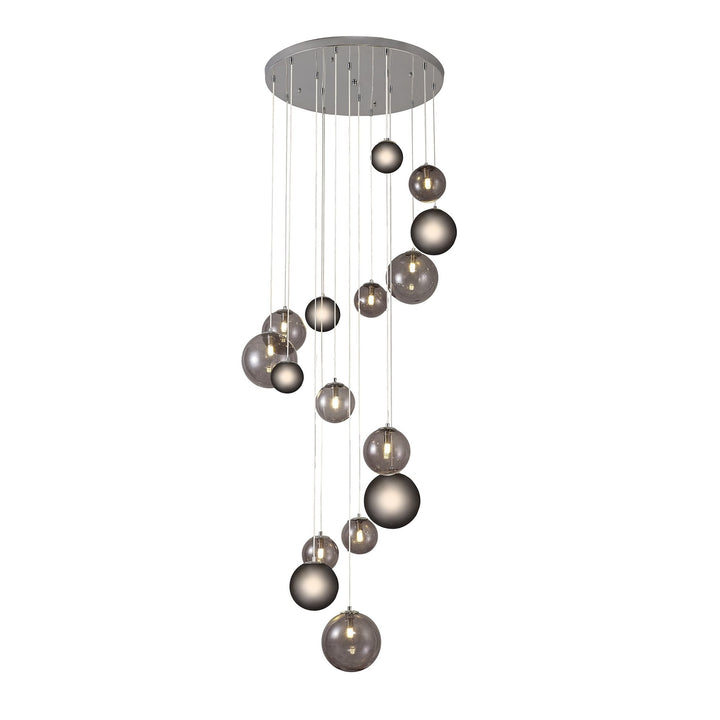 Nelson Lighting NL76599 Ravenna Pendant 16 Light Polished Chrome/Smoked Glass