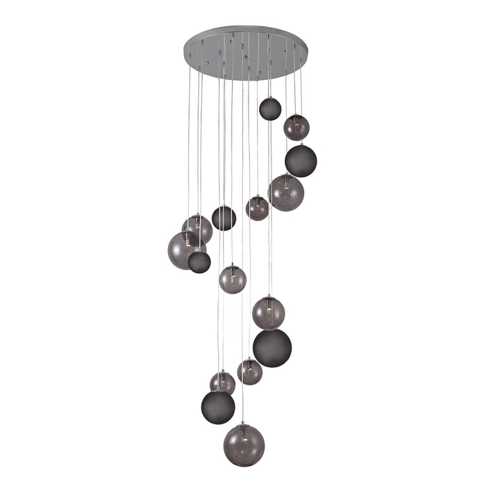 Nelson Lighting NL76599 Ravenna Pendant 16 Light Polished Chrome/Smoked Glass