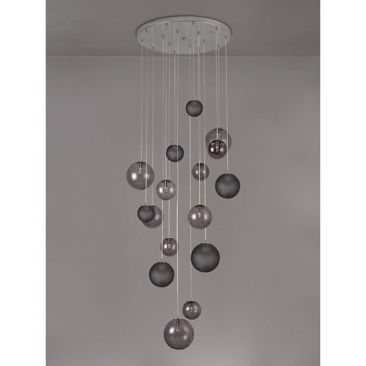 Nelson Lighting NL76599 Ravenna Pendant 16 Light Polished Chrome/Smoked Glass