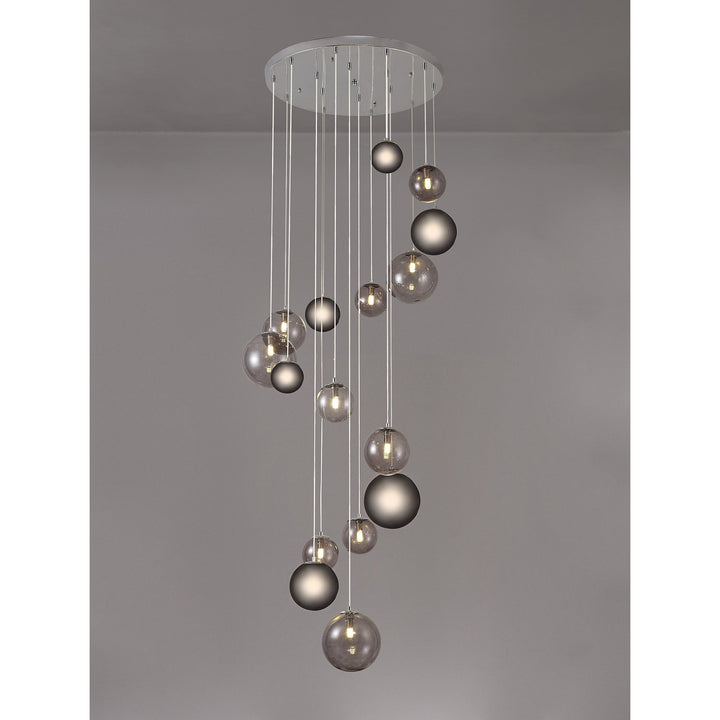 Nelson Lighting NL76599 Ravenna Pendant 16 Light Polished Chrome/Smoked Glass