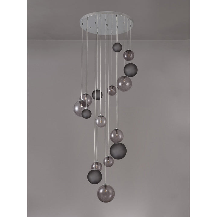 Nelson Lighting NL76599 Ravenna Pendant 16 Light Polished Chrome/Smoked Glass