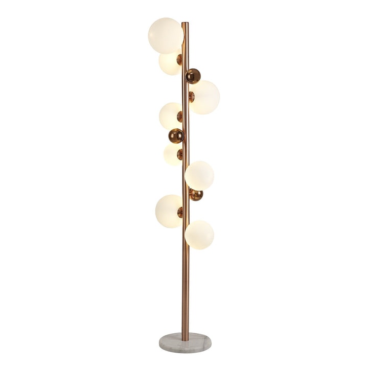 Nelson Lighting NL76629 Ravenna Floor Lamp 8 Light Antique Copper/Opal & Copper Glass