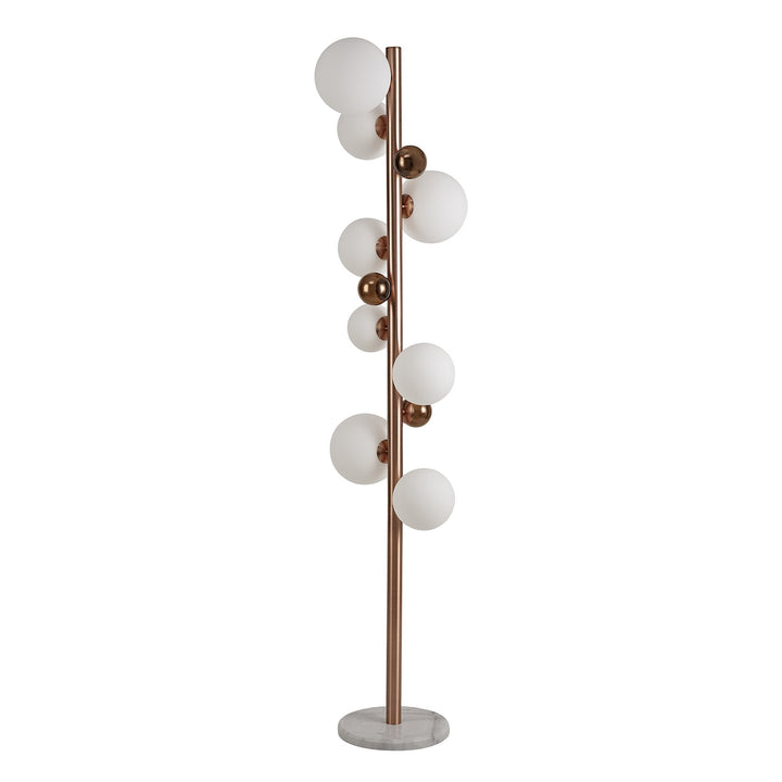 Nelson Lighting NL76629 Ravenna Floor Lamp 8 Light Antique Copper/Opal & Copper Glass