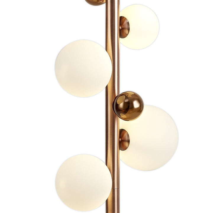 Nelson Lighting NL76629 Ravenna Floor Lamp 8 Light Antique Copper/Opal & Copper Glass