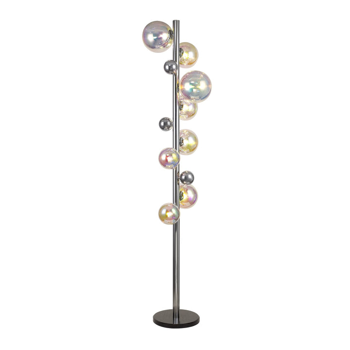 Nelson Lighting NL82529 Regent 8 Light Floor Lamp Polished Chrome/Iridescent Glass
