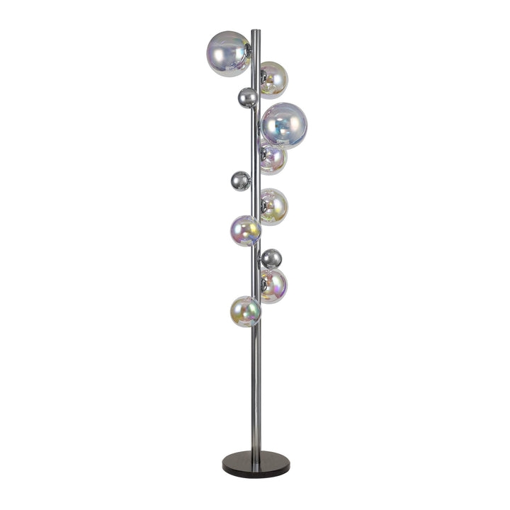 Nelson Lighting NL82529 Regent 8 Light Floor Lamp Polished Chrome/Iridescent Glass