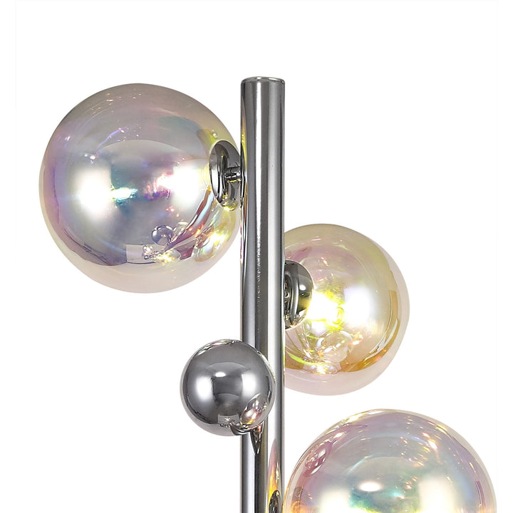 Nelson Lighting NL82529 Regent 8 Light Floor Lamp Polished Chrome/Iridescent Glass