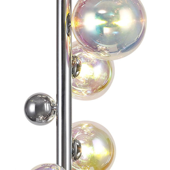 Nelson Lighting NL82529 Regent 8 Light Floor Lamp Polished Chrome/Iridescent Glass