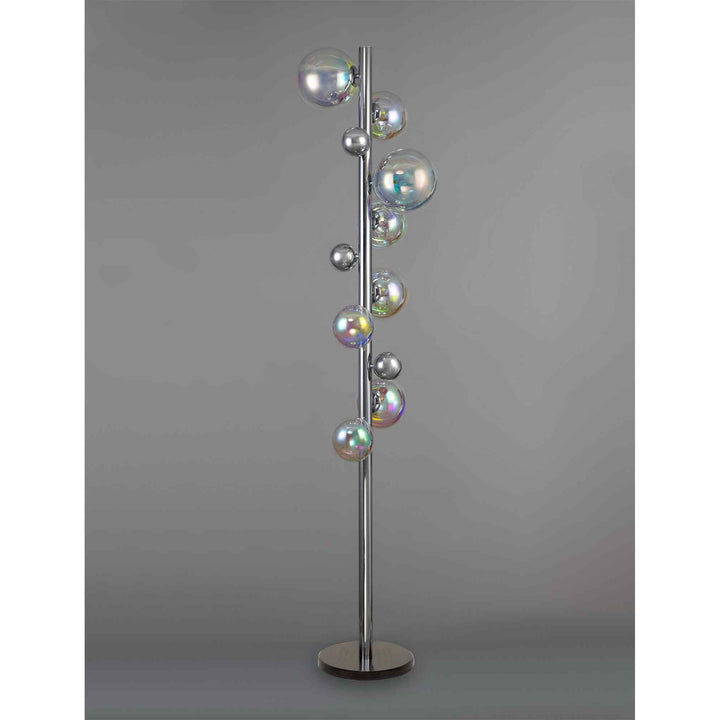 Nelson Lighting NL82529 Regent 8 Light Floor Lamp Polished Chrome/Iridescent Glass
