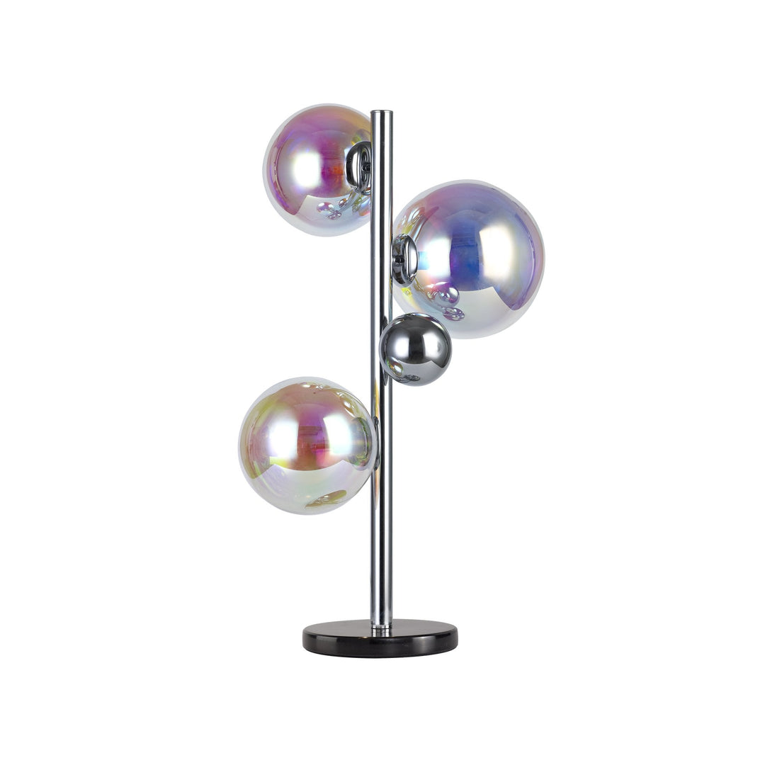 Nelson Lighting NL82539 Regent 3 Light Table Lamp Polished Chrome/Iridescent Glass