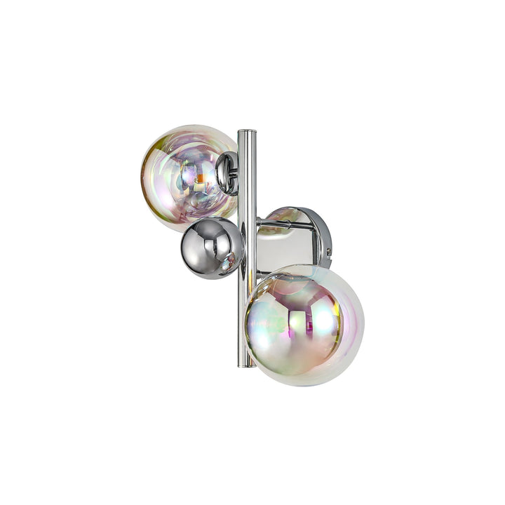 Nelson Lighting NL82549 | Regent Wall Lamp | Polished Chrome with Iridescent Glass | 2 Light