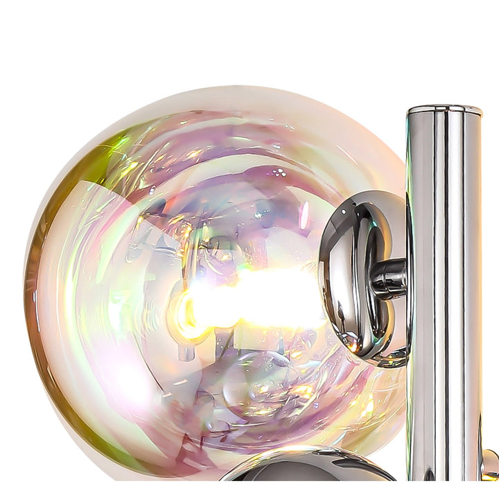 Nelson Lighting NL82549 | Regent Wall Lamp | Polished Chrome with Iridescent Glass | 2 Light