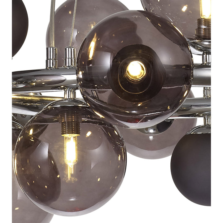 Nelson Lighting NL83149 Regent 12 Light Circular Pendant Polished Chrome Smoked/Black Glass