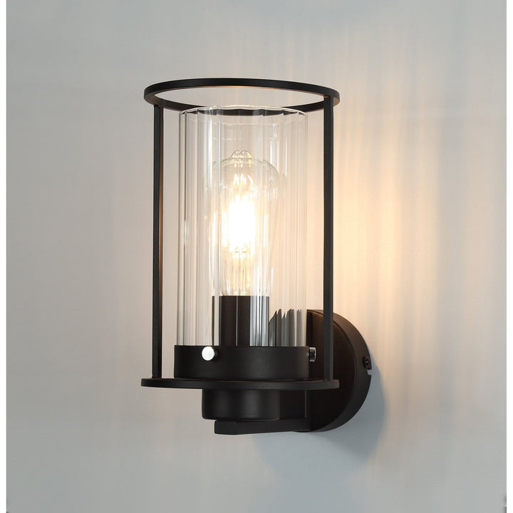 Nelson Lighting NL75879 Riannon Wall Light 1 Light Black/Clear Glass