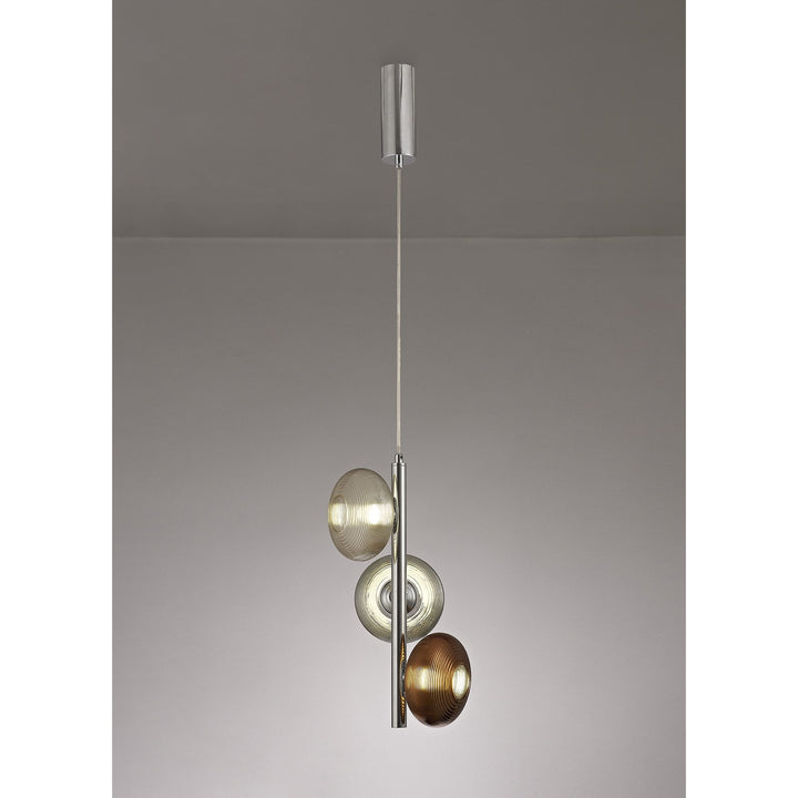 Nelson Lighting NL74419 Rome Multiple Pendant LED Smoked Copper & Champagne/Polished Chrome