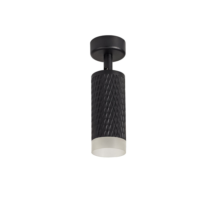 Nelson Lighting NLK01779 Silence 1 Light Surface Mounted Spot Light Sand Black/Acrylic Ring