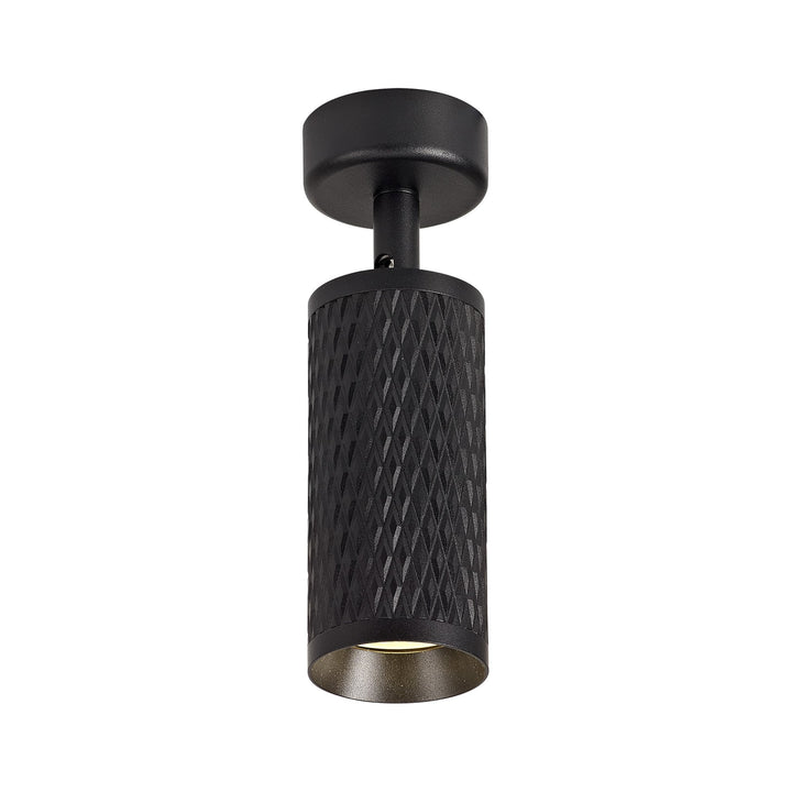 Nelson Lighting NLK01779 Silence 1 Light Surface Mounted Spot Light Sand Black/Acrylic Ring