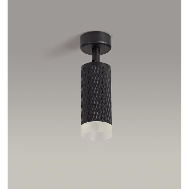 Nelson Lighting NLK01779 Silence 1 Light Surface Mounted Spot Light Sand Black/Acrylic Ring