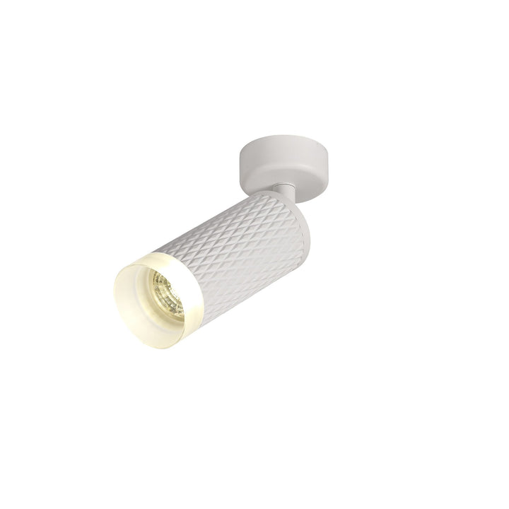 Nelson Lighting NLK01789 Silence 1 Light Surface Mounted Spot Light Sand White/Acrylic Ring