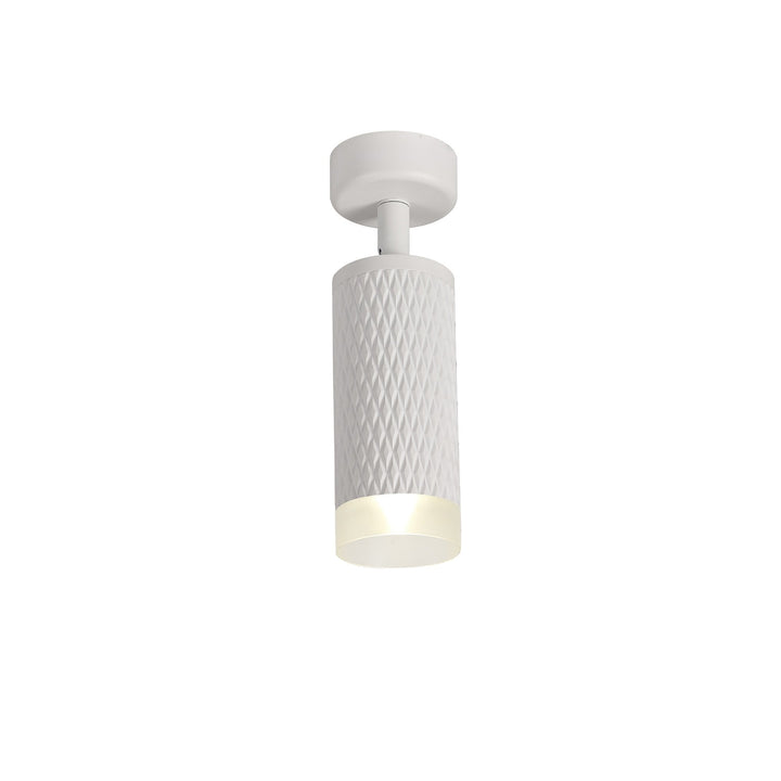 Nelson Lighting NLK01789 Silence 1 Light Surface Mounted Spot Light Sand White/Acrylic Ring