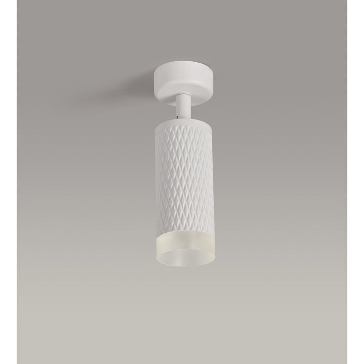 Nelson Lighting NLK01789 Silence 1 Light Surface Mounted Spot Light Sand White/Acrylic Ring