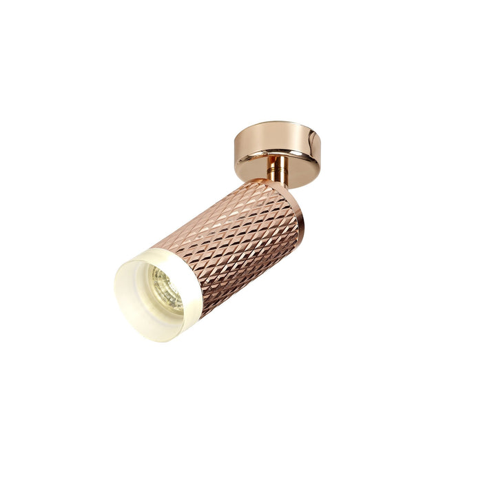 Nelson Lighting NLK01809 Silence 1 Light Surface Mounted Spot Light Rose Gold/Acrylic Ring