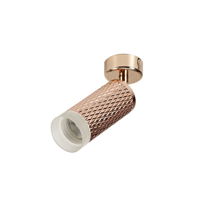 Nelson Lighting NLK01809 Silence 1 Light Surface Mounted Spot Light Rose Gold/Acrylic Ring