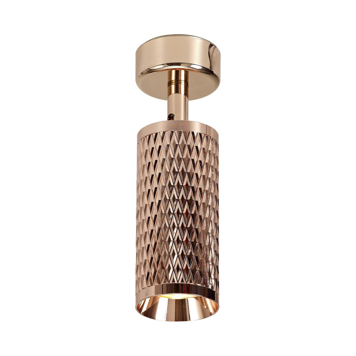 Nelson Lighting NLK01809 Silence 1 Light Surface Mounted Spot Light Rose Gold/Acrylic Ring
