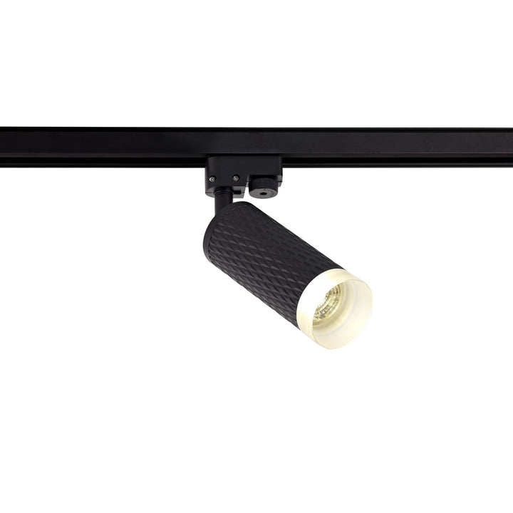 Nelson Lighting NLK01819 Silence 1 Light Track Spot Light Sand Black/Acrylic Ring