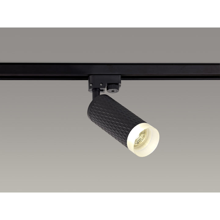 Nelson Lighting NLK01819 Silence 1 Light Track Spot Light Sand Black/Acrylic Ring