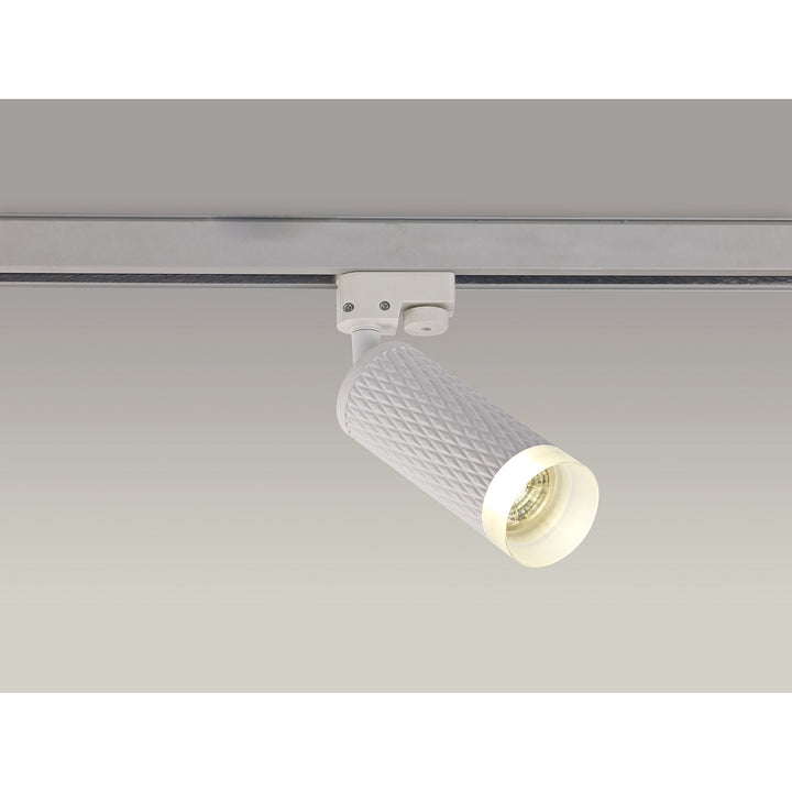 Nelson Lighting NLK01829 Silence 1 Light Track Spot Light Sand White/Acrylic Ring